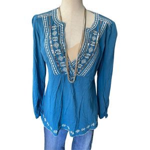 embellished blue tunic EUC XL